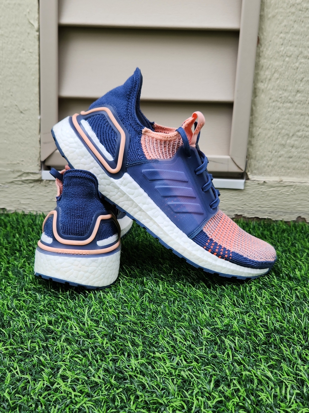 Adidas Ultraboost 19 Ink Blue Pink Glow Tech Running Shoes Sneakers Women’s 9.5